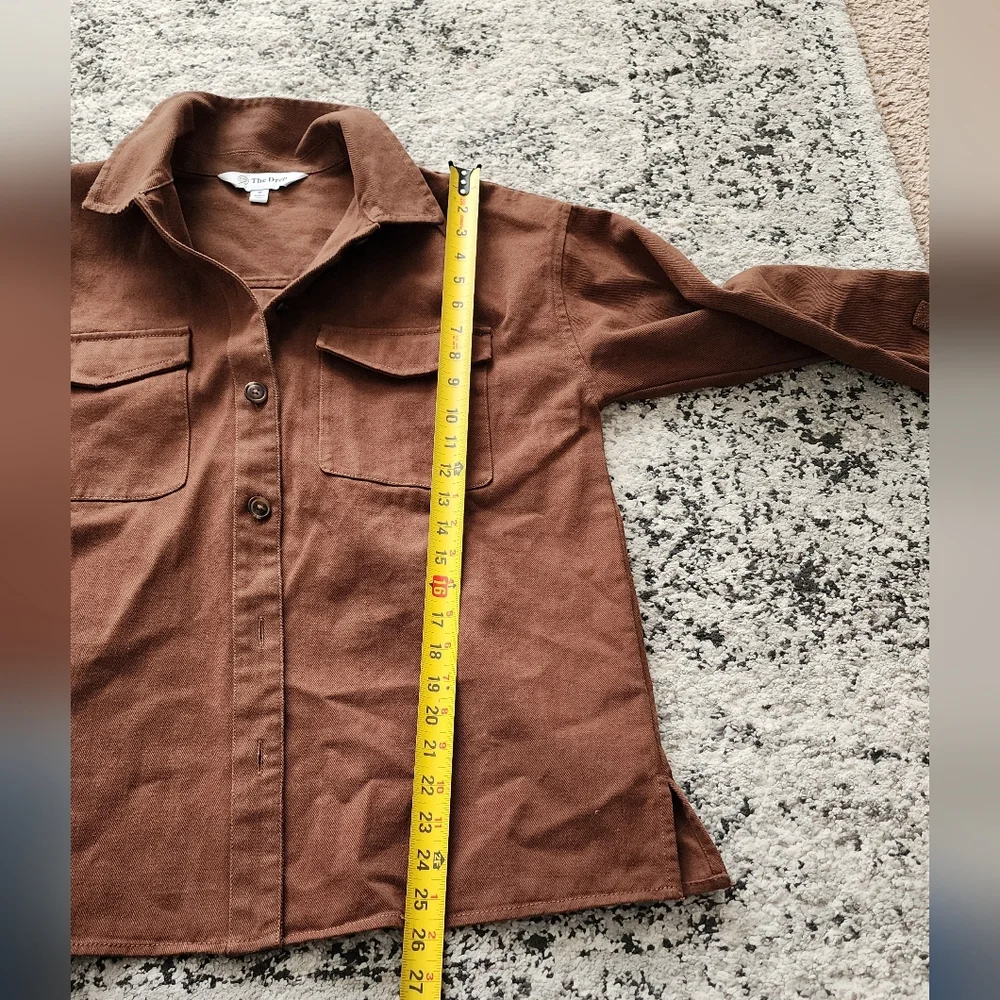 Oversized Shacket Western Boho Granola Womens M Brown 100% Cotton Minimalist